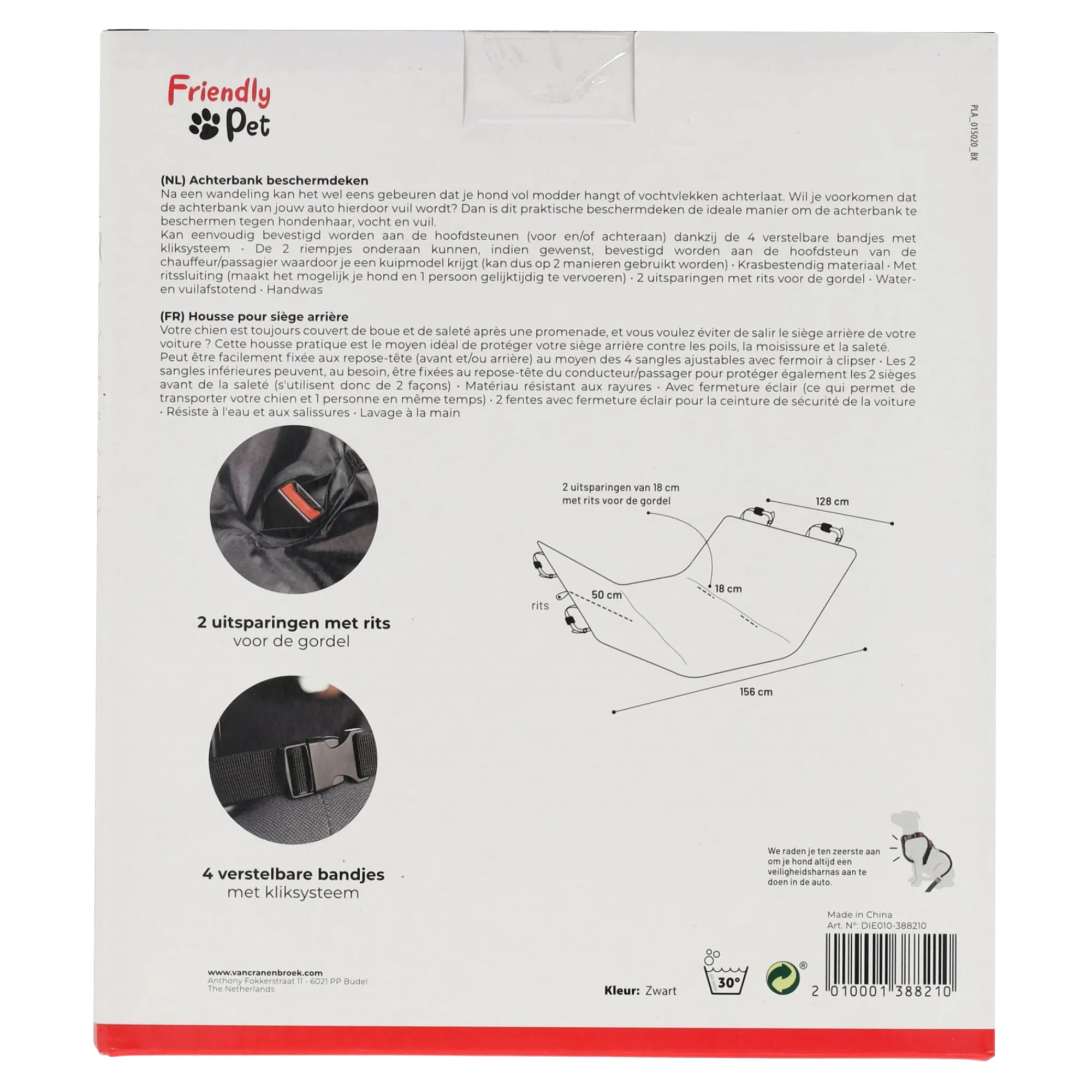 Friendly Pet Reizen Hond>Autodeken Jort zwart 156x128cm