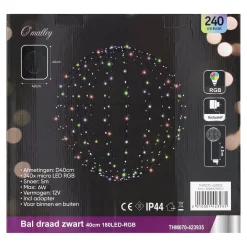 O'malley Kerstdecoratie|Kerstverlichting>Bal draad zwart 40cm 240LED-rgb