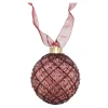 O'malley Kerstballen>Bal met lint burgundy 10 cm 15 LED-warm wit