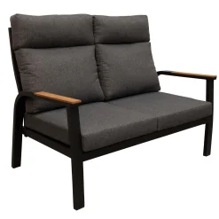 Bois le Duc Loungesets>Bank 2-zit Harston zwart met kussens