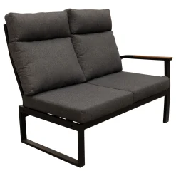 Bois le Duc Loungesets>Bank 2-zit rechts Harston zwart met kussens