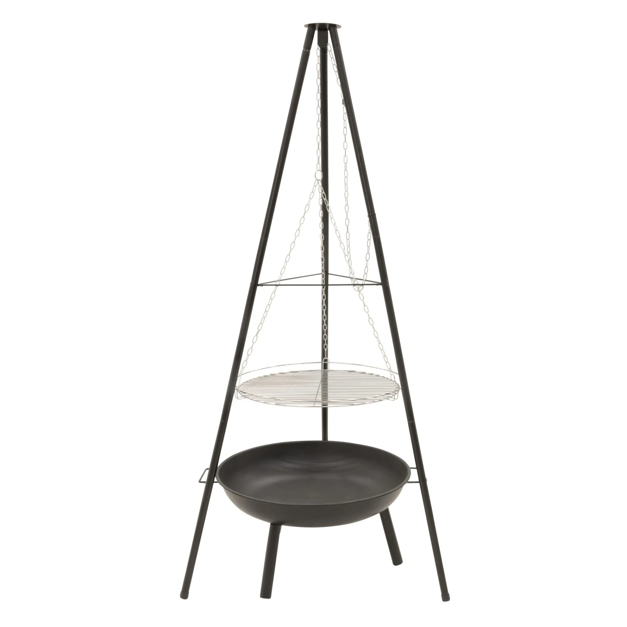 Houtskoolbarbecues>Barbecue hangend + driepoot 152 cm