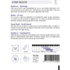 Horti Tops Moestuin>Basilicum fijnbladig zaad