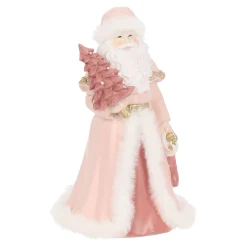 Kerstdecoratie>Beeld kerstman roze 23 cm