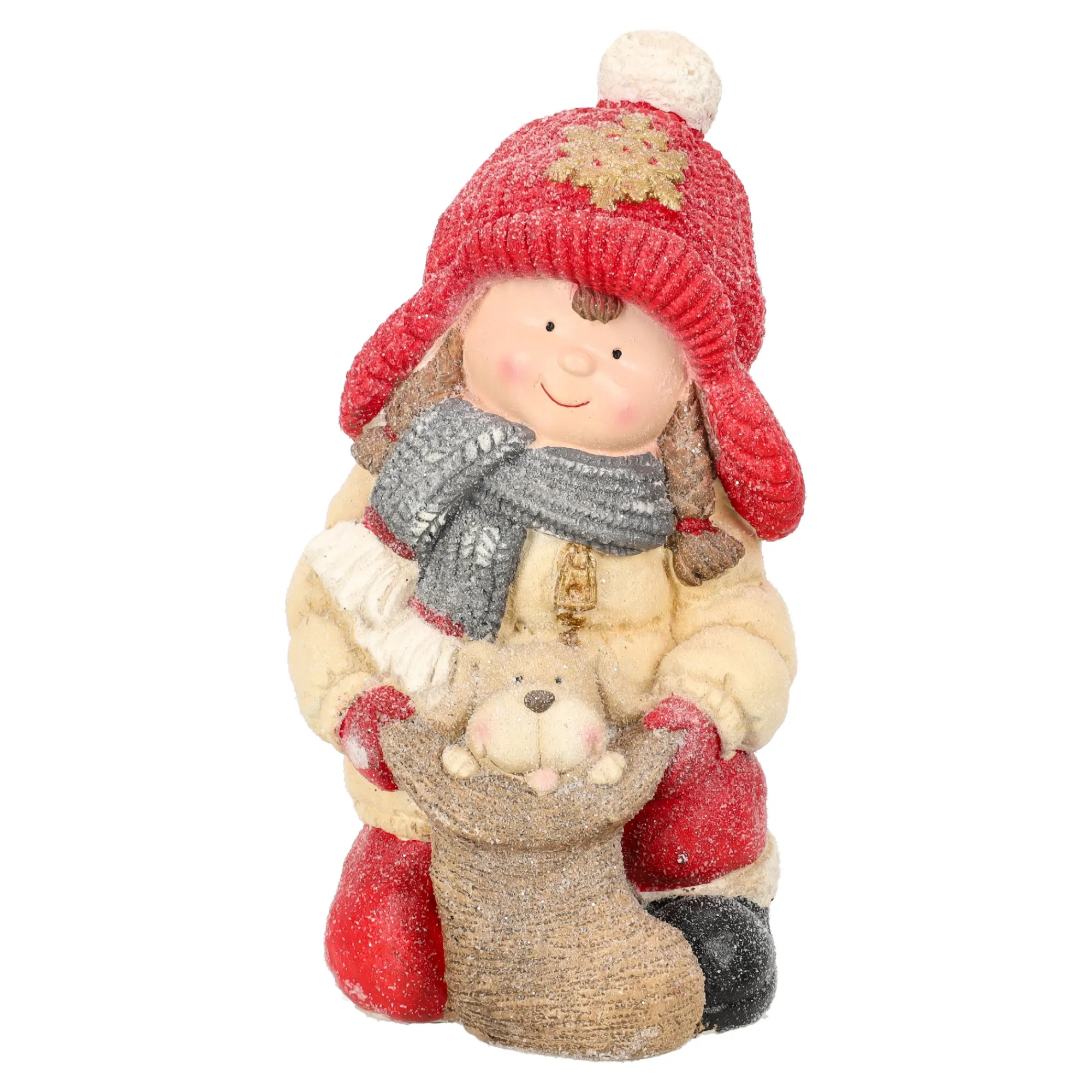 O'malley Kerstdecoratie>Beeld kind hond 40cm