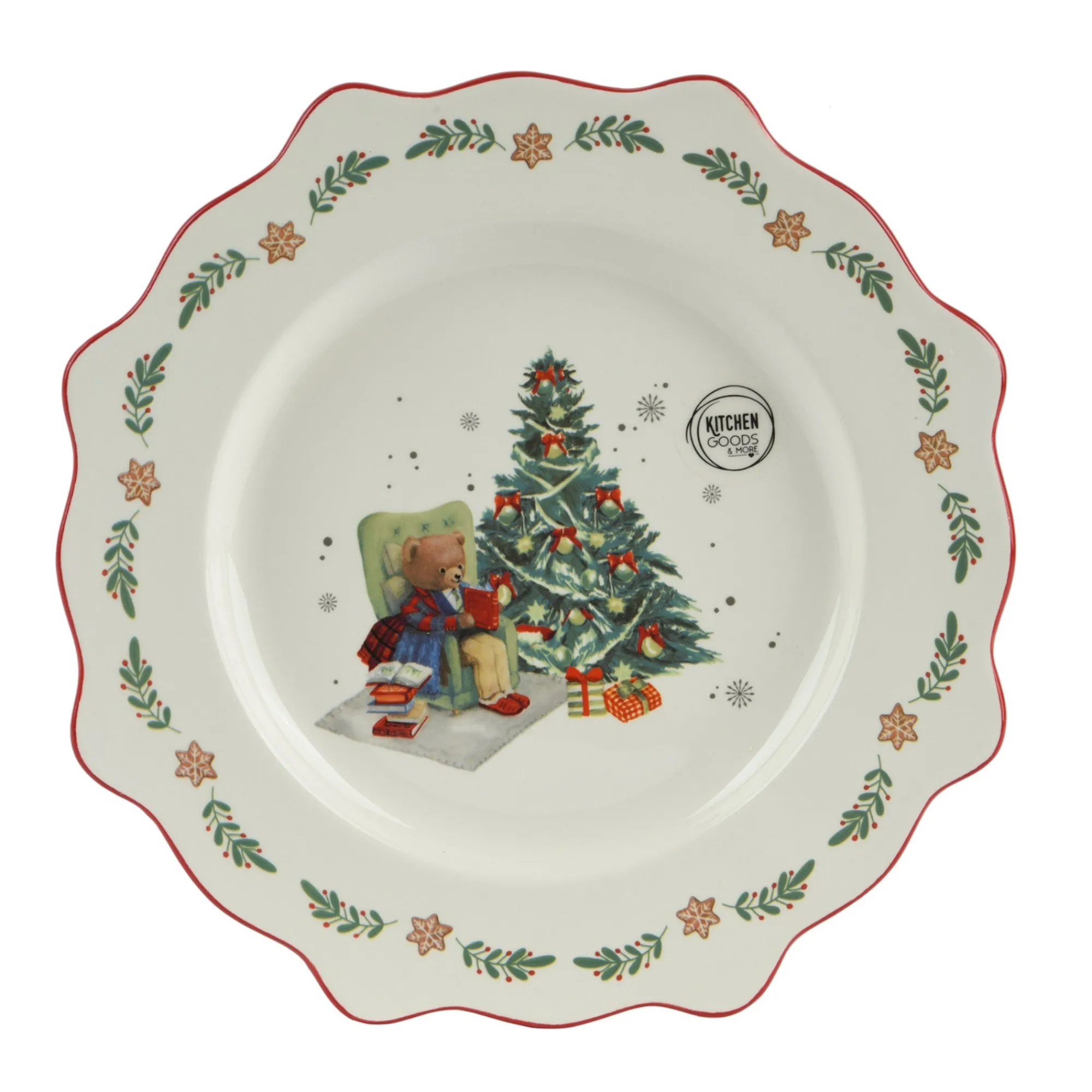 Kitchen Goods & More Kerstdecoratie>Bord diner bear tree Ø26 cm