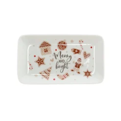 O'malley Kerstdecoratie>Bord Ginger Merry and bright 18x10cm