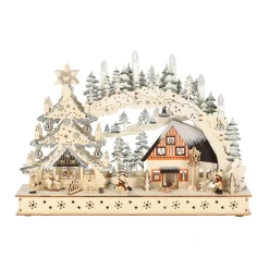 O'malley Kerstdorp|Kerstverlichting>Dorp kerst hout 45 x 30 cm 10 LED-warm wit
