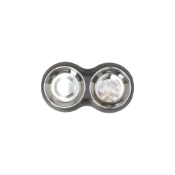 Friendly Pet Drink- En Voerbak Hond>Eetpot hond duo ribbel zwart 2x160