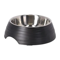 Friendly Pet Drink- En Voerbak Hond>Eetpot hond ribbel zwart 700ml