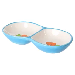 Friendly Pet Voer- En Drinkbakken Knaagdier>Eetpot knaagdier Ozzy keramisch dubbel blauw 16x8x3cm