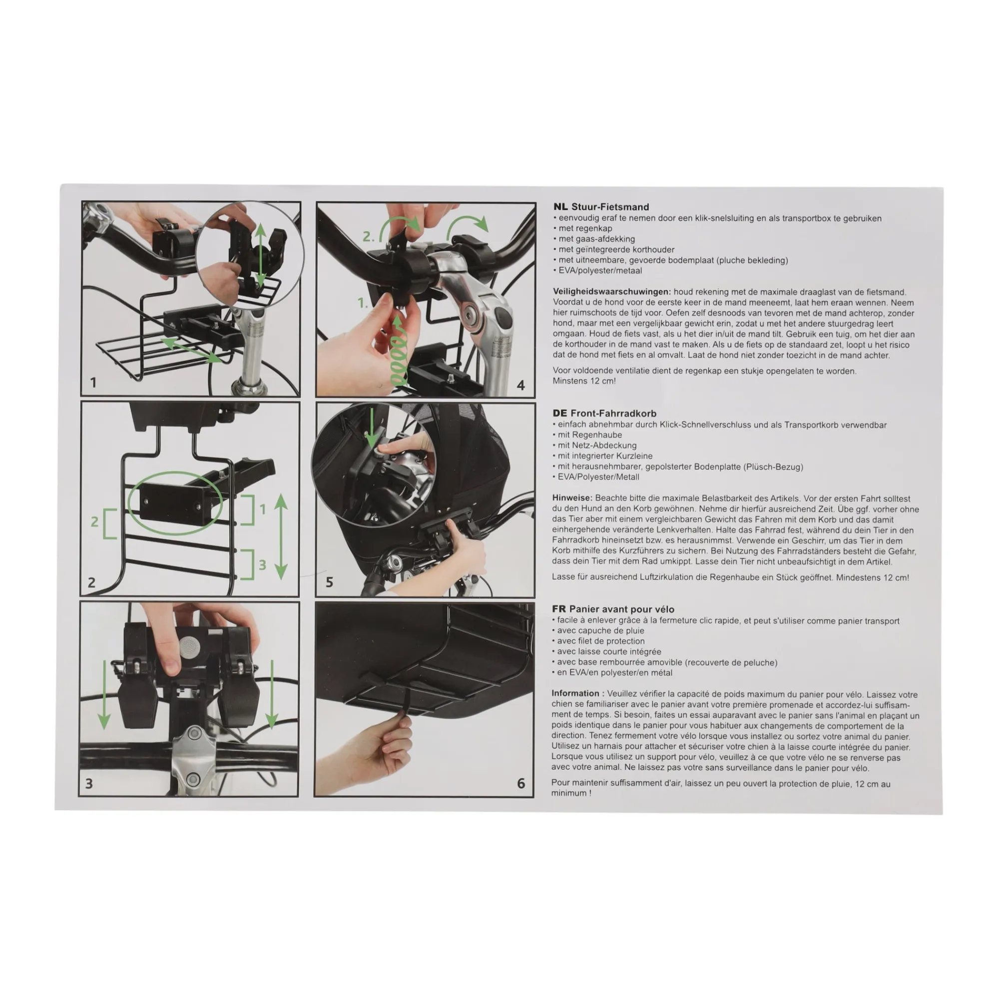 Friendly Pet Fietsspullen|Reizen Hond>Fietsmand voor 41x41x29cm zwart