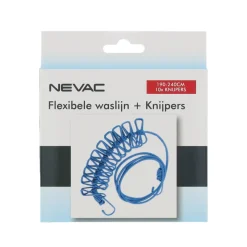 Nevac Badkameraccessoires|Wassen En Drogen>Flexibele waslijn met knijpers 190-240 cm