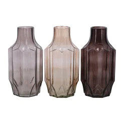 Natural Collections Vazen En Potten>Glazen vaas grijs 12 x 12 x 25 cm