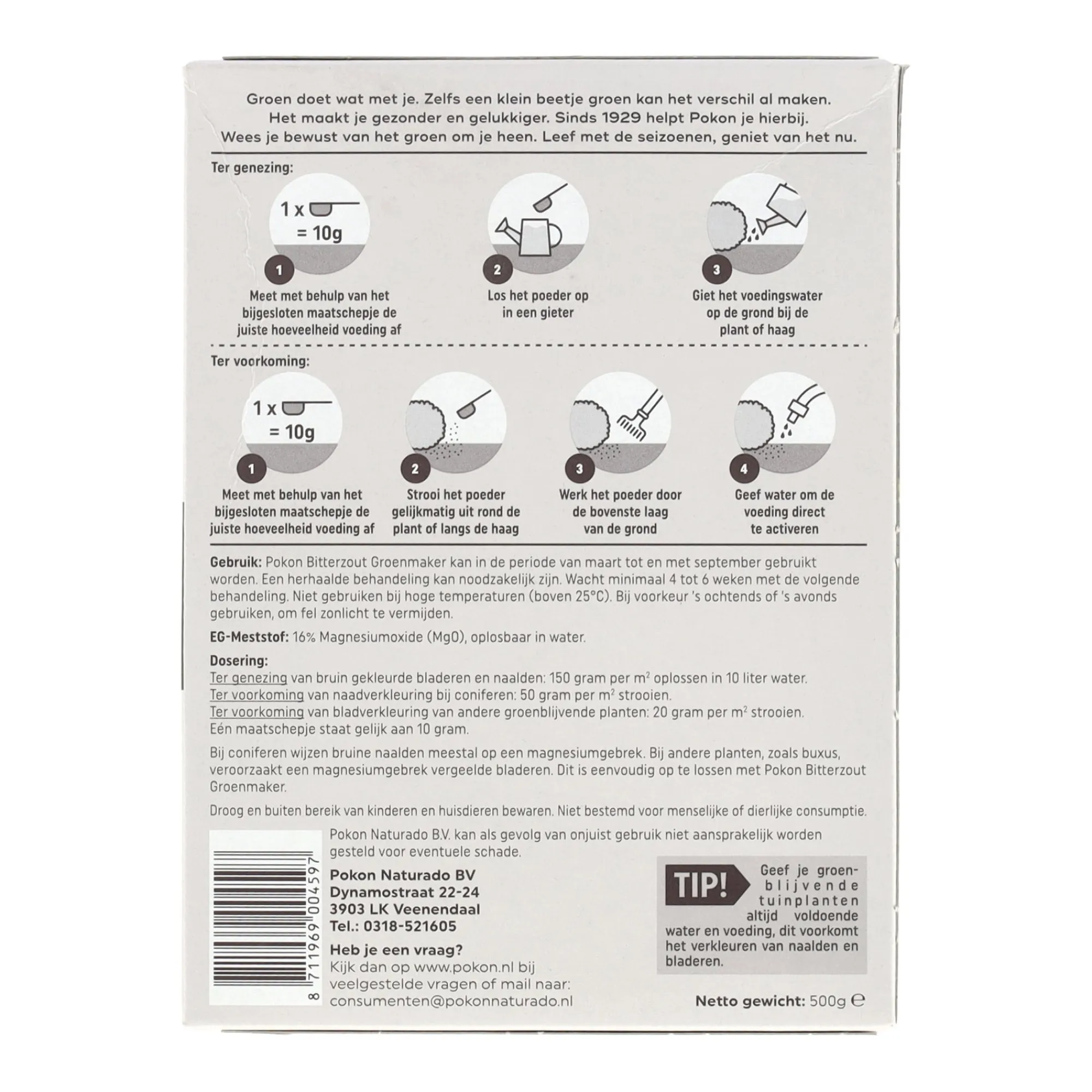 Pokon Bodemverbeteraars>Groenmaker bitterzout 500G