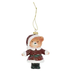 Kerstdecoratie|Kerstballen>Hanger beer kerst 10 cm