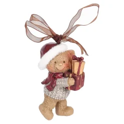 Kerstballen|Kerstdecoratie>Hanger beer sok rood 8 cm