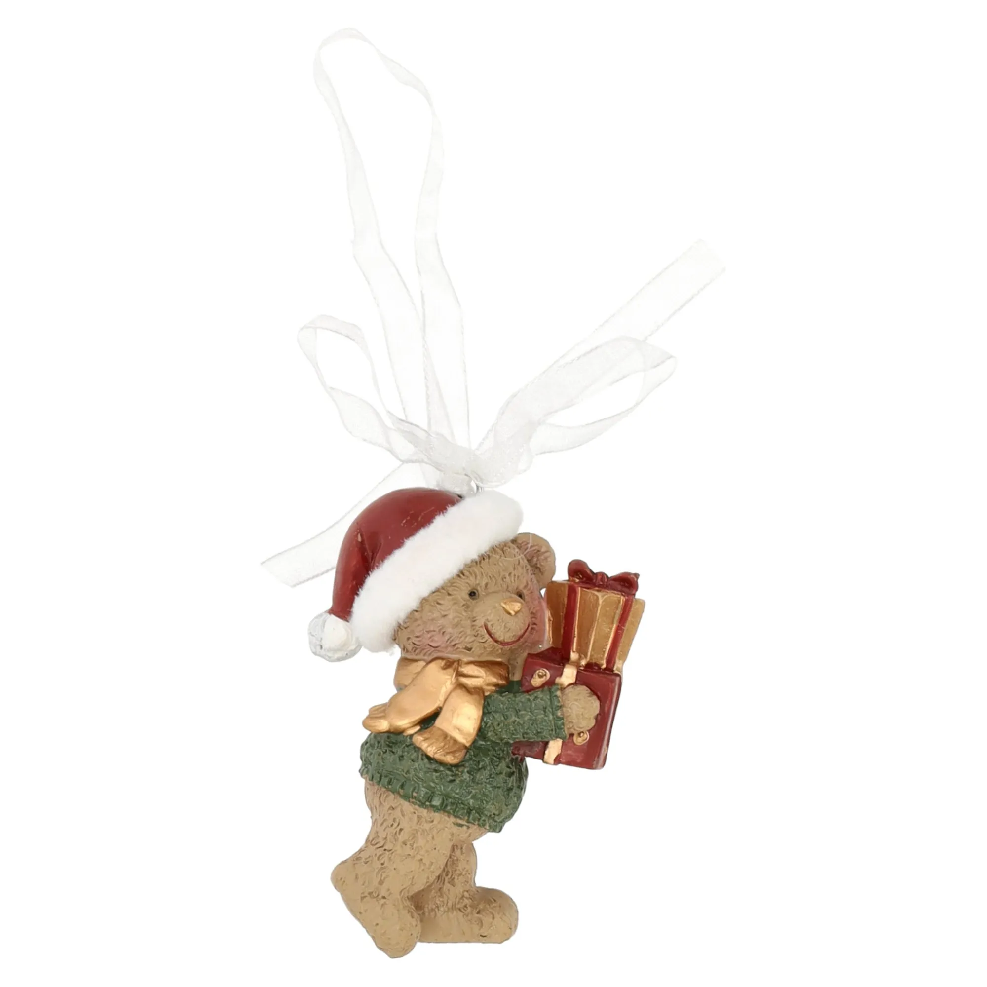 Kerstdecoratie|Kerstballen>Hanger beer sok wit 8 cm