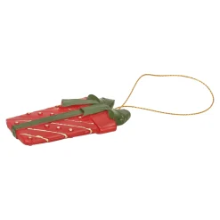 Kerstdecoratie|Kerstballen>Hanger cadeau strik groen 9 cm