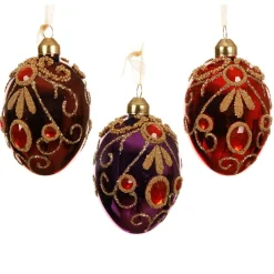 Decoris Kerstdecoratie|Kerstballen>Hanger ei glas rood 8 cm