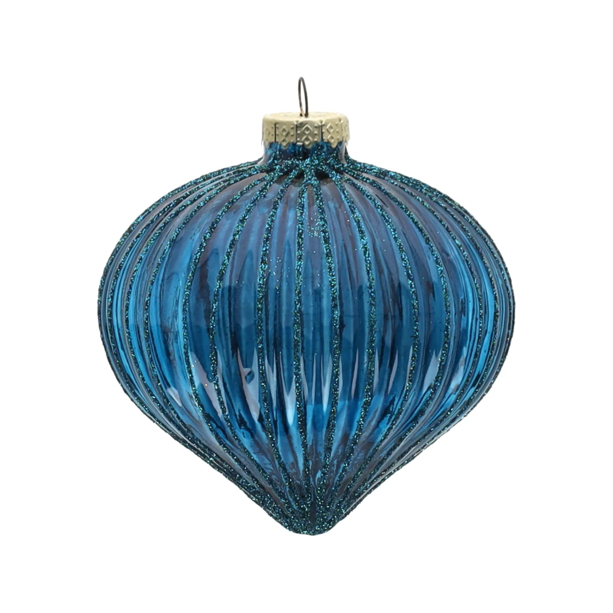 Kerstballen|Kerstdecoratie>Hanger glas bal 10 cm blauw