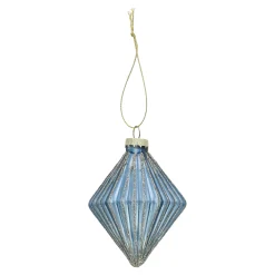 Kerstballen|Kerstdecoratie>Hanger glas diamant 9 cm blauw