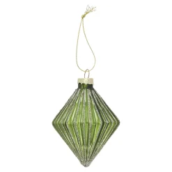 Kerstdecoratie|Kerstballen>Hanger glas diamant 9 cm groen