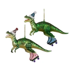 Decoris Kerstdecoratie|Kerstballen>Hanger glas dino 13 cm