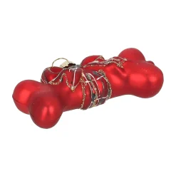 Kerstballen|Kerstdecoratie>Hanger glas hondenbot rood