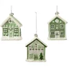 Decoris Kerstballen|Kerstdecoratie>Hanger glas huis groen 10 cm