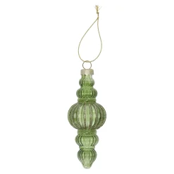 Kerstdecoratie|Kerstballen>Hanger glas pegel 11 cm groen