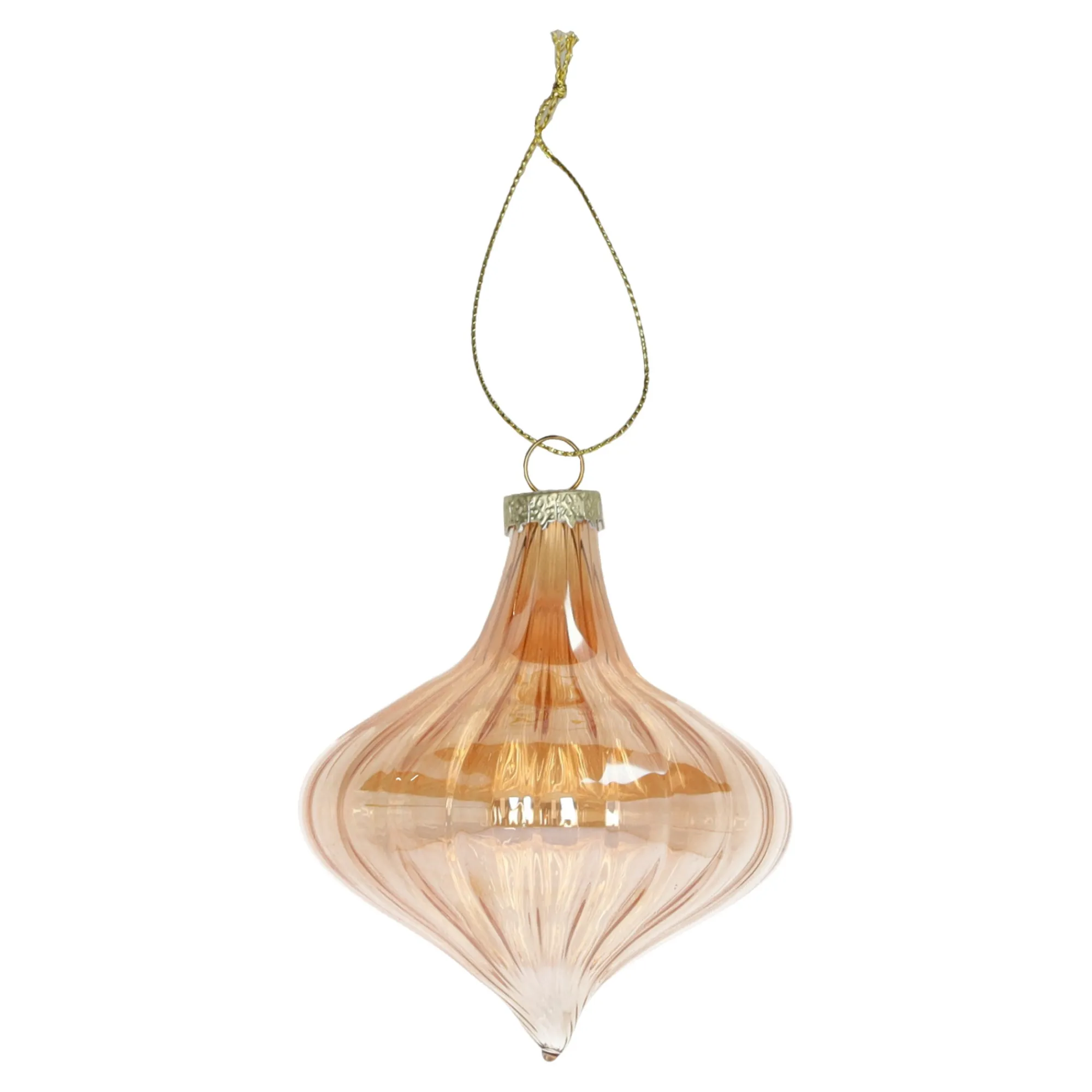 Kerstdecoratie|Kerstballen>Hanger glas pegel 10 cm koper