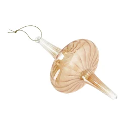 Kerstdecoratie|Kerstballen>Hanger glas pegel 16 cm koper