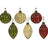Decoris Kerstballen|Kerstdecoratie>Hanger glas pegel groen rood creme 8 cm