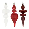 Natural Collections Kerstballen|Kerstdecoratie>Hanger glas rood wit 6 x 18 cm