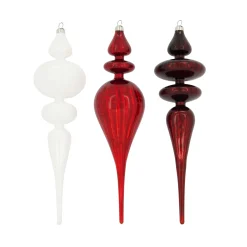 Natural Collections Kerstballen|Kerstdecoratie>Hanger glas rood wit 8 x 30 cm