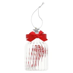 Kerstdecoratie|Kerstballen>Hanger glas snoeppot met zuurstok