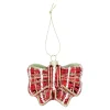 Kerstdecoratie|Kerstballen>Hanger glas strik rood