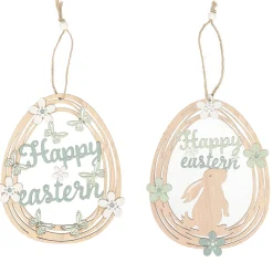 Natural Collections Pasen>Hanger happy easter hout 19cm