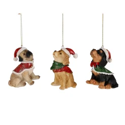Mica Decorations Kerstdecoratie|Kerstballen>Hanger hond bruin 8cm