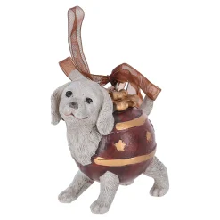 Kerstdecoratie|Kerstballen>Hanger hond grijs 8 cm