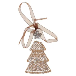 Kerstballen|Kerstdecoratie>Hanger kerstboom ster grijs gingerbread 9 cm