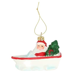 O'malley Kerstdecoratie|Kerstballen>Hanger kerstman in bad 10 x 6 cm