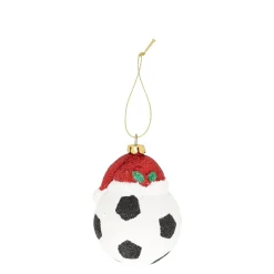Kerstballen|Kerstdecoratie>Hanger kerstmuts voetbal 7 x 9 cm