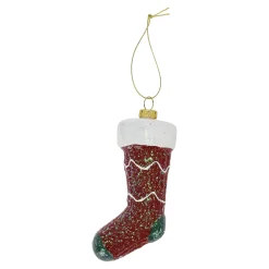 Kerstdecoratie|Kerstballen>Hanger kerstsok rood groen 6 x 11 cm