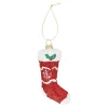 Kerstdecoratie|Kerstballen>Hanger kerstsok rood wit 6 x 11 cm