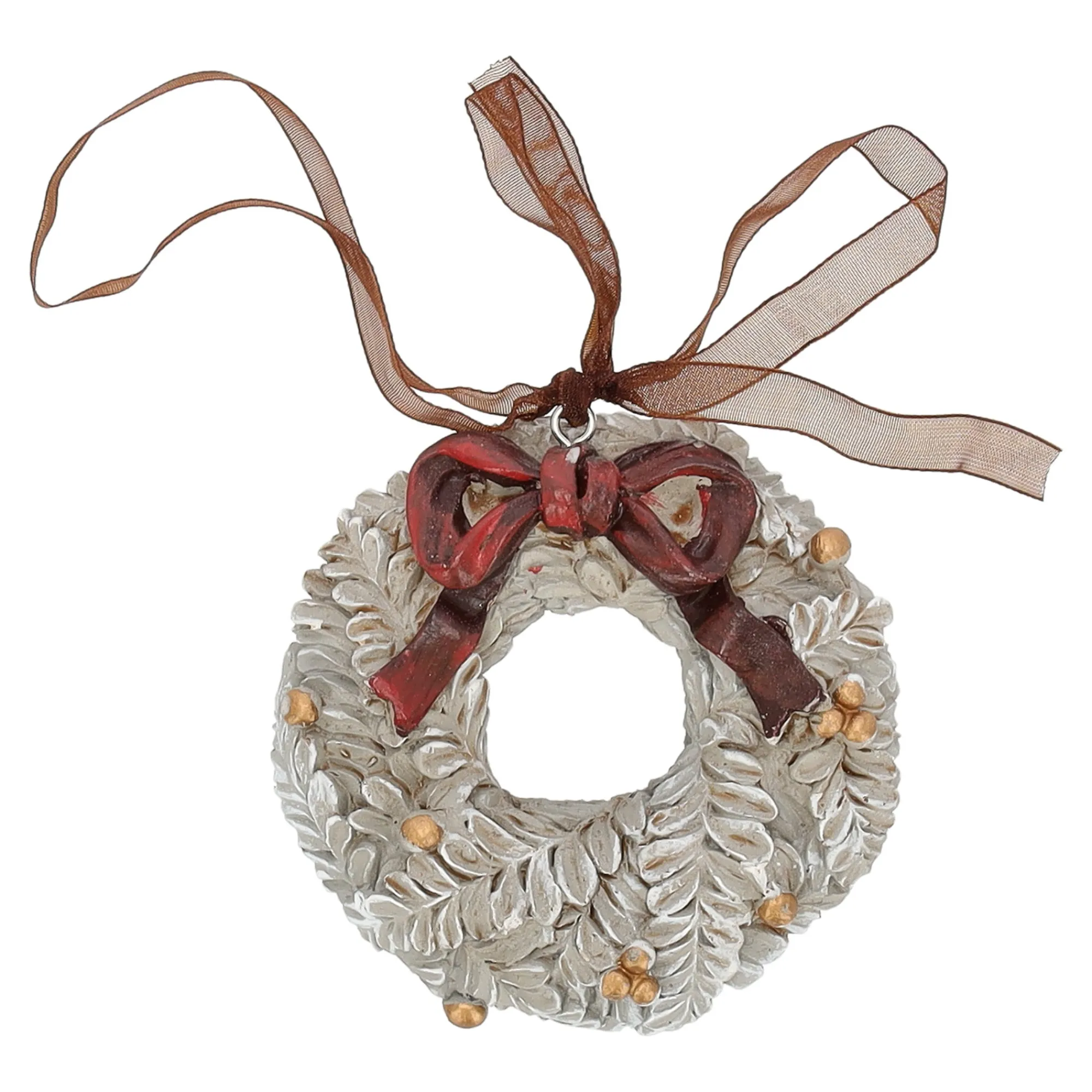 Kerstdecoratie|Kerstballen>Hanger krans wit 8 cm