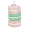 Kerstdecoratie|Kerstballen>Hanger macaron roze groen 5 x 8 cm