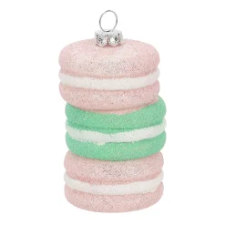 Kerstdecoratie|Kerstballen>Hanger macaron roze groen 5 x 8 cm