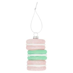 Kerstdecoratie|Kerstballen>Hanger macaron roze groen 5 x 8 cm